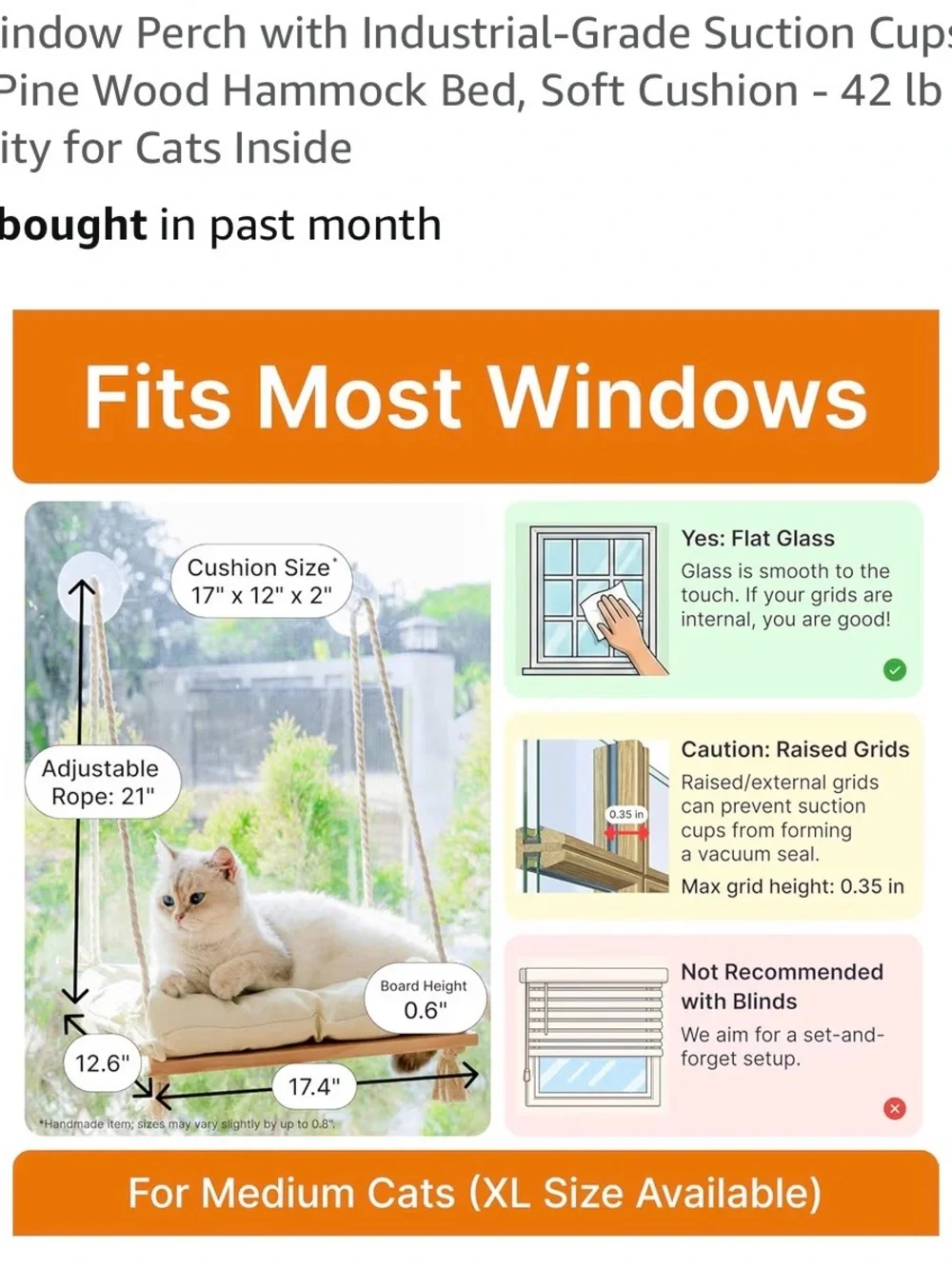 Cream Cat Window Hammock Bed with Soft Cushion